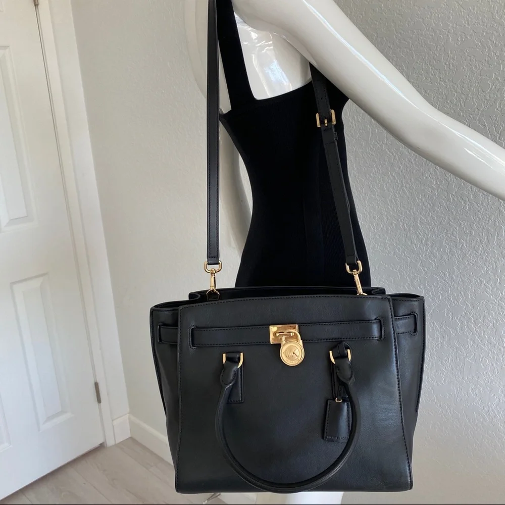 Michael Kors black leather Hamilton bag